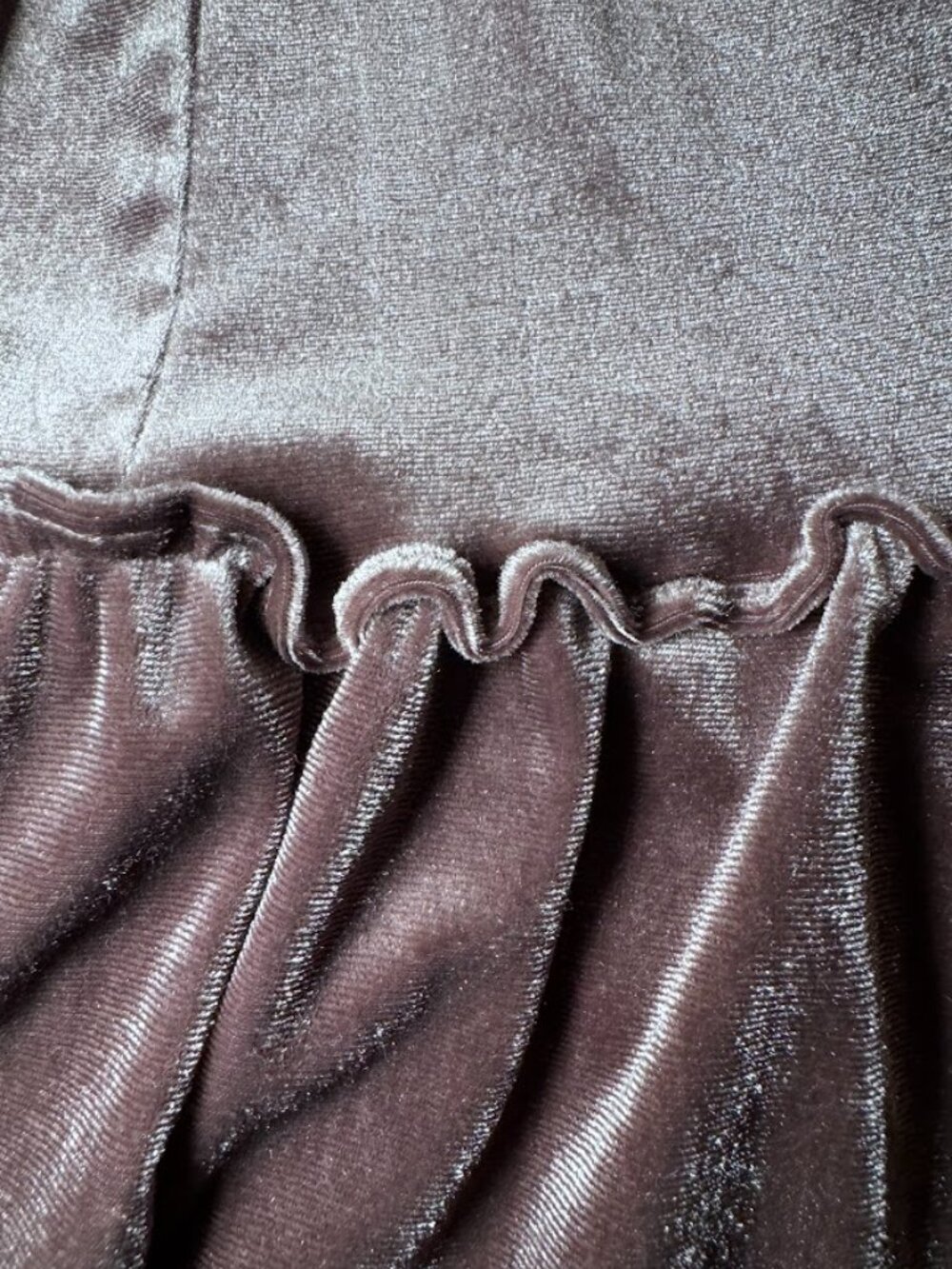 Taylor Taupe Velvet Dress 4 Whimsigoth Dark Academia Romantic Ruffle Mini - Picture 6 of 13